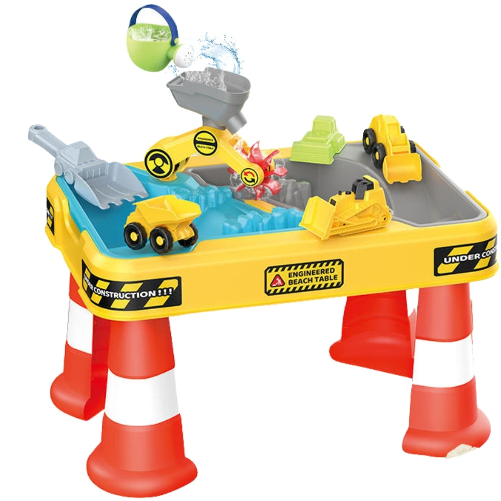 WOOPIE Vandens ir smėlio staliukas 2in1 „Statybų aikštelė“ su kranu ir 4 mašinėlėmis (12 dalių rinkinys) – vaizdas 4