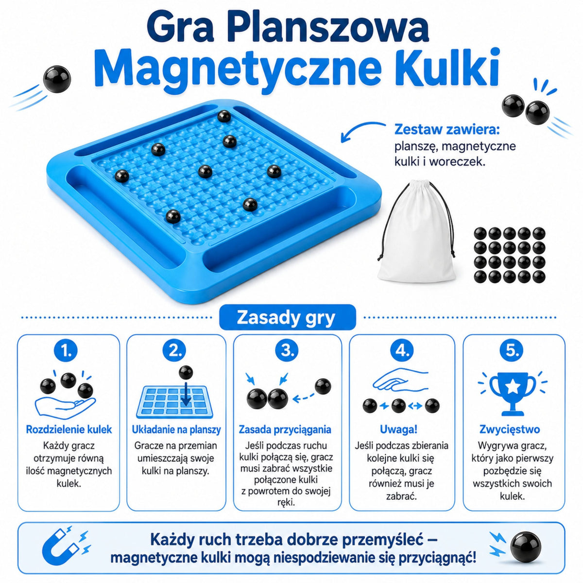 WOOPIE Magnetinių Kamuoliukų Strateginis Stalo Žaidimas