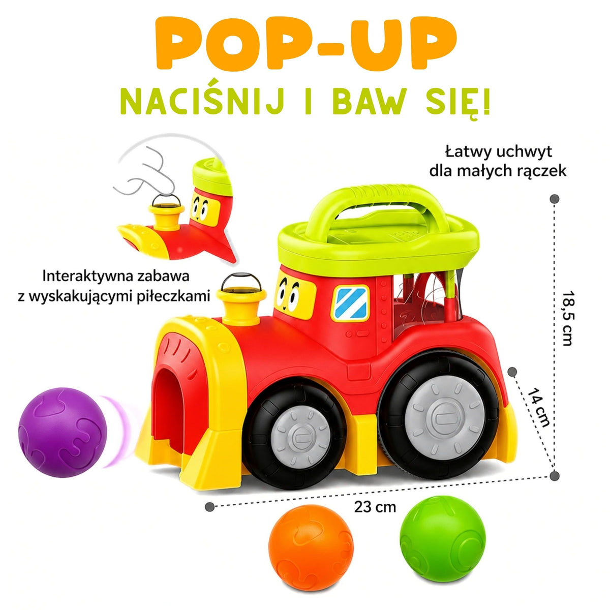 WOOPIE BABY Interaktyvus traukinukas su iššokančiais kamuoliukais