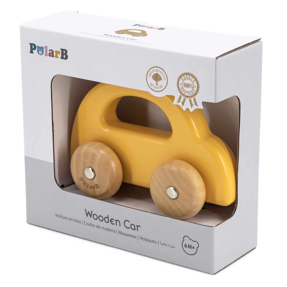 VIGA PolarB medinis stumdomas automobilis, geltonas
