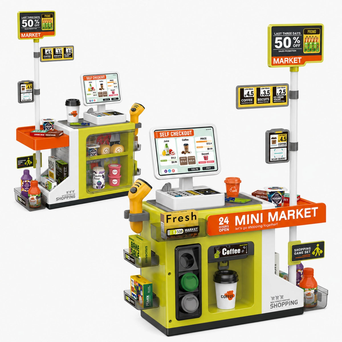 WOOPIE Mini Market Express Kasa Savitarna su Priedais
