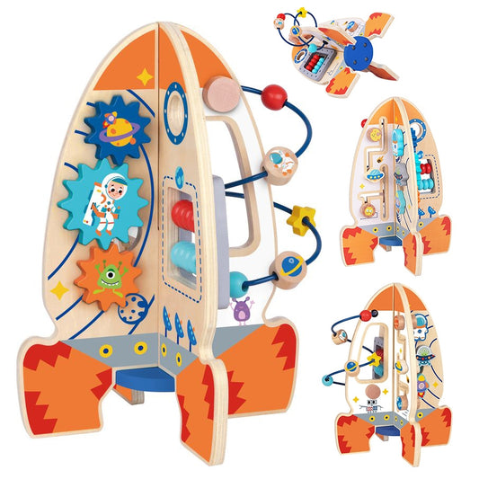 Tooky Toy didelė medinė daugiafunkcinė lavinamoji raketa – pagrindinis vaizdas