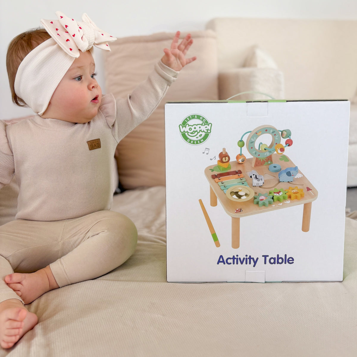WOOPIE GREEN Medinis Edukacinis Muzikinis Stalas 5in1