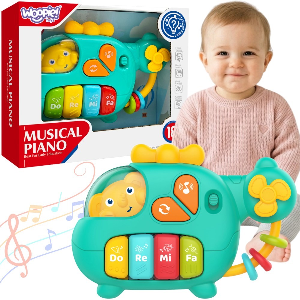 WOOPIE BABY Interaktyvus Pianinas Sraigtasparnis su Drambliuku 18m+