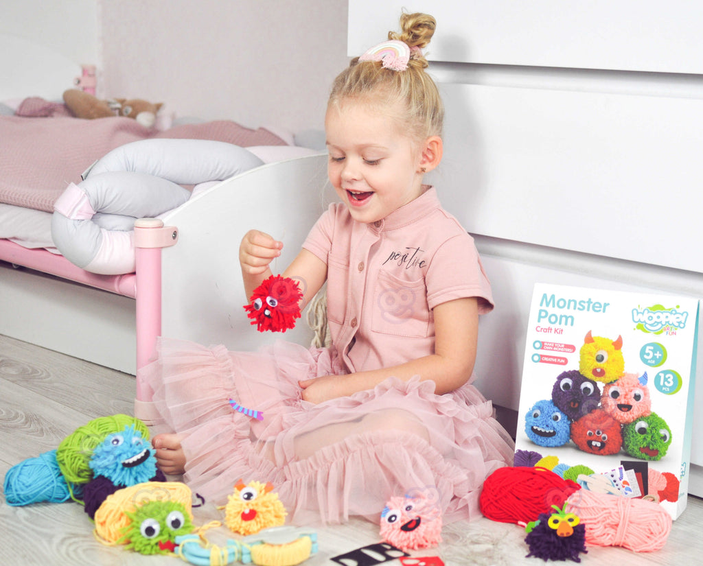 WOOPIE ART&FUN Kuriamas siūlų pūkuoto pabaisiuko rinkinys