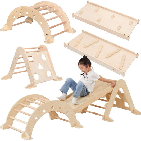 Viga Toys Piklerio trikampis 3 in 1 su čiuožykla ir supynėmis
