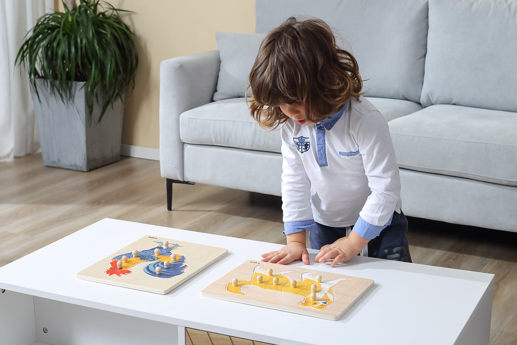 VIGA Medinė Montessori Dėlionė Gaidys su Kaiščiais