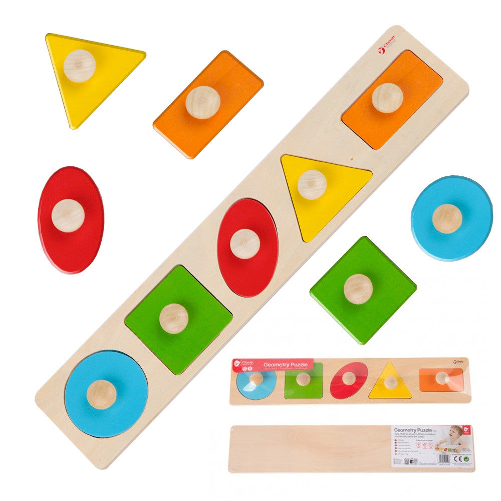 CLASSIC WORLD Medinė Geometrinė Dėlionė Montessori 6 vnt.