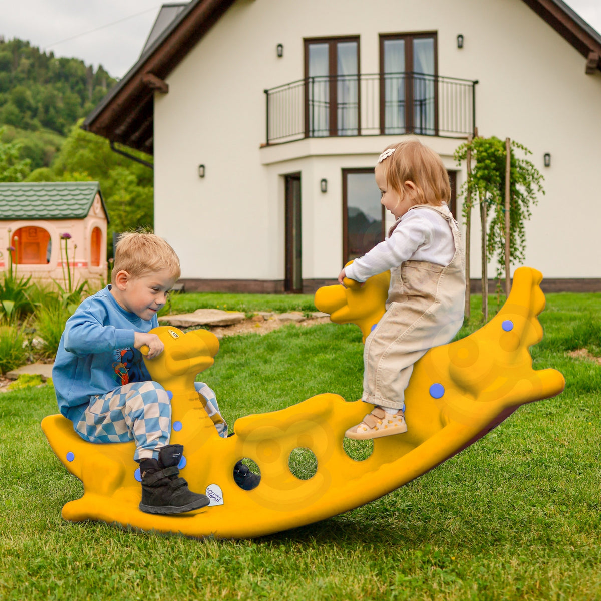 WOOPIE Dino Sūpynės-Suoliukas Keliems Vaikams, Geltonos