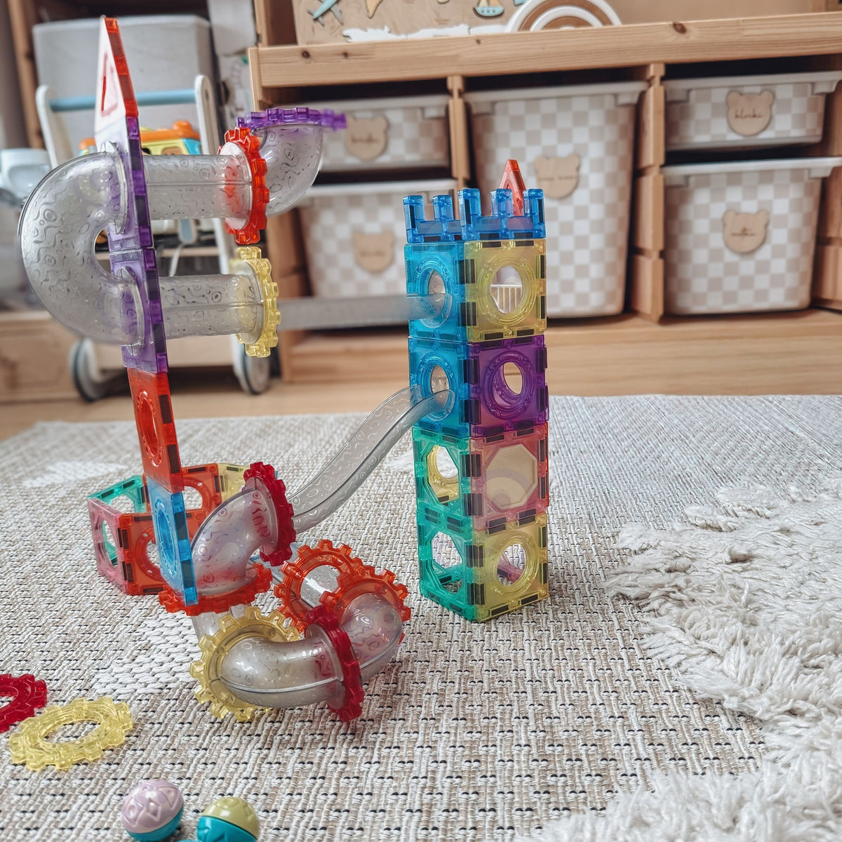 WOOPIE Magnetinis Konstruktorius 3D Kamuoliukų Trasa, 126 detalės