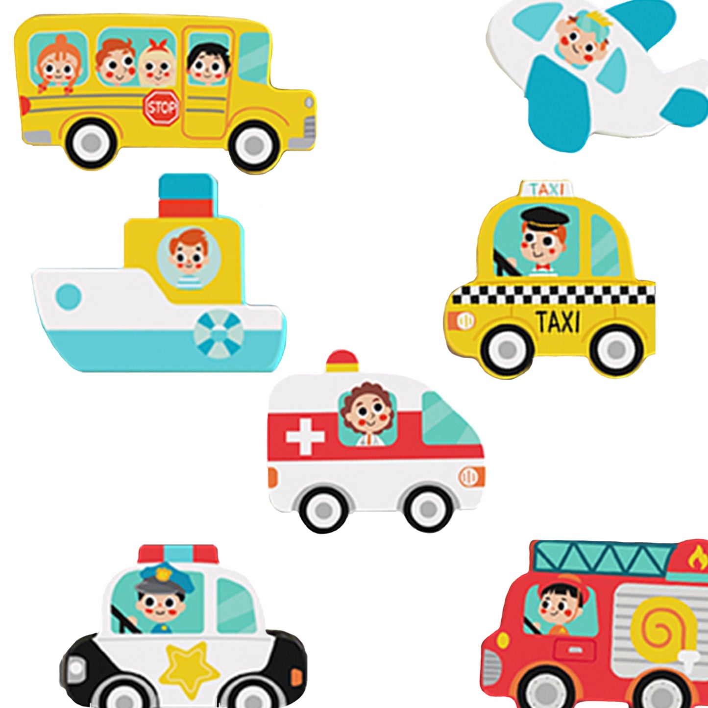 TOOKY TOY Medinė Montesori dėlionė „Transporto priemonės“ (Automobiliai, Lėktuvas, Laivas) – Formų derinimas – vaizdas 2