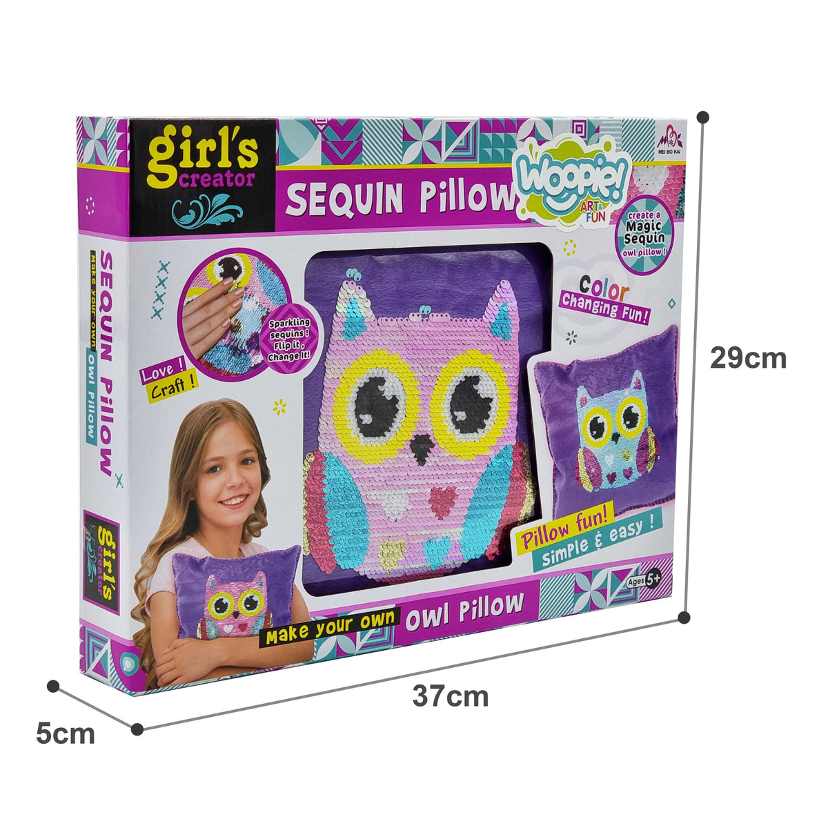 WOOPIE ART&FUN Kūrybinis rinkinys – Pagalvėlė su pelėdute ir žvyneliais