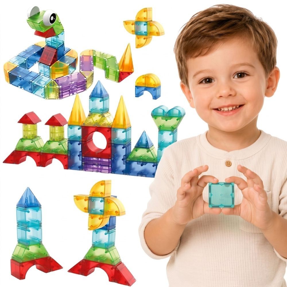 WOOPIE Magnetiniai 3D Kubeliai, Lavinamasis Rinkinys, 63 vnt.