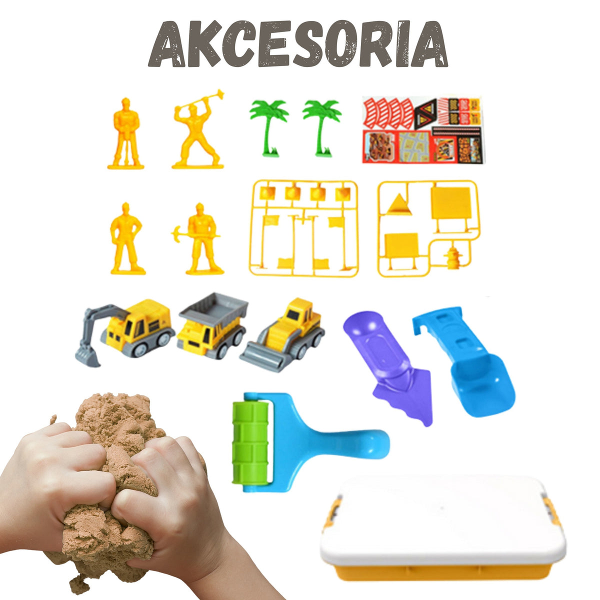 WOOPIE Kinetinio smėlio statybų aikštelė lagaminėlyje 1kg