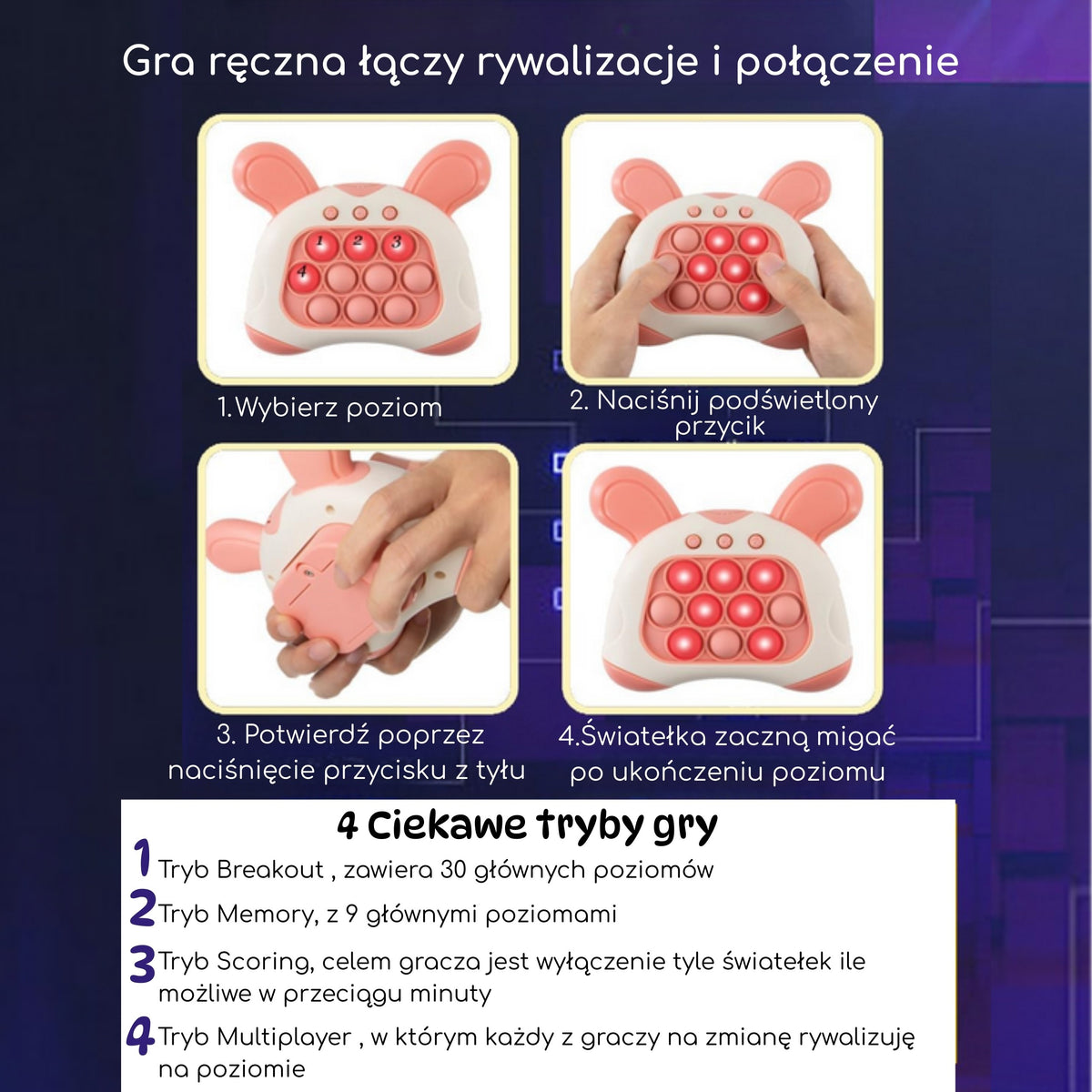 WOOPIE POP IT Elektroninis Žaidimas Triušio Ausytės
