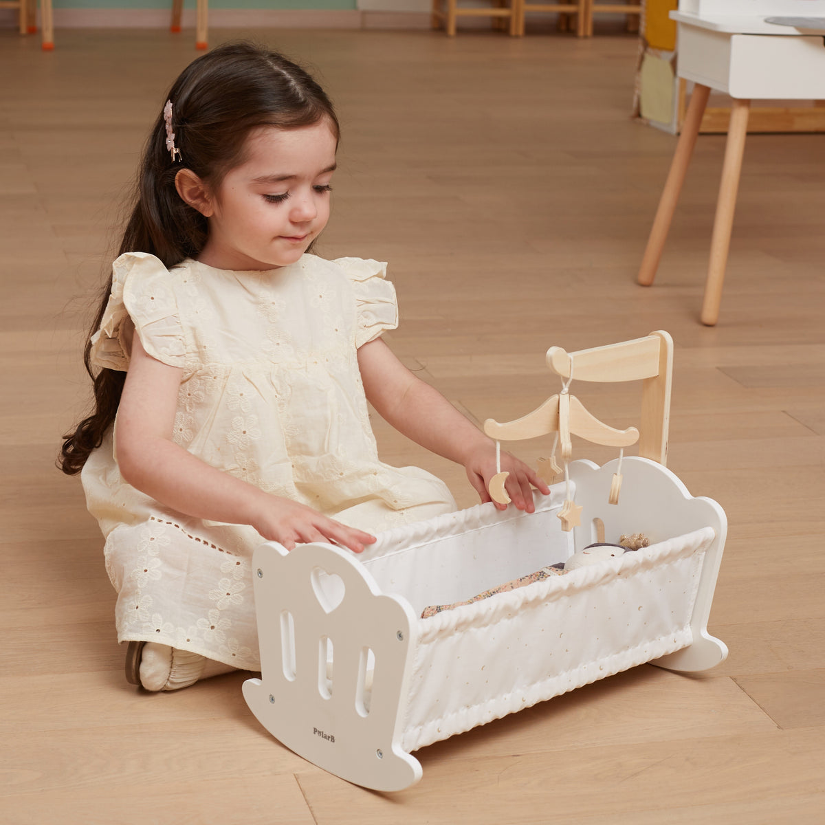VIGA PolarB Medinė Lėlių Lovytė su Patalyne