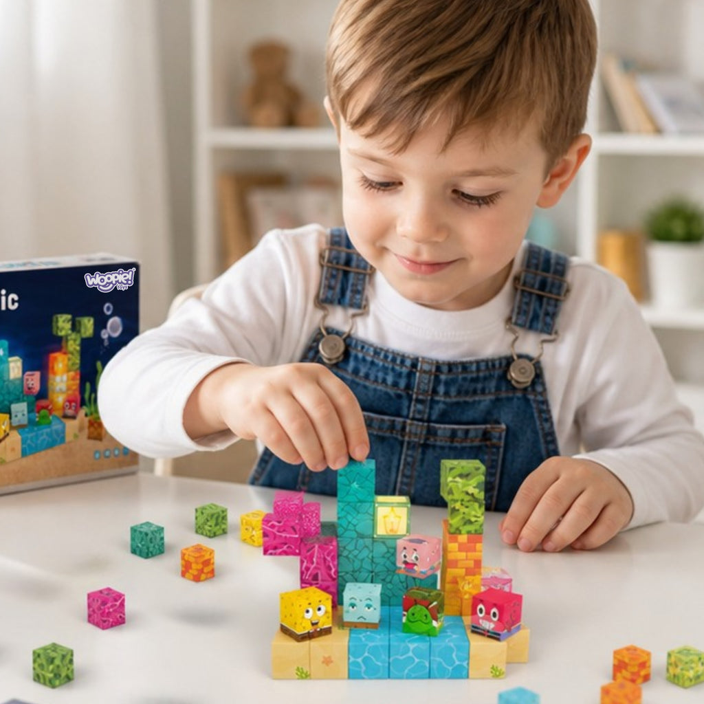 Woopie magnetiniai kubeliai Vandenynas 63 el. Montessori 3D