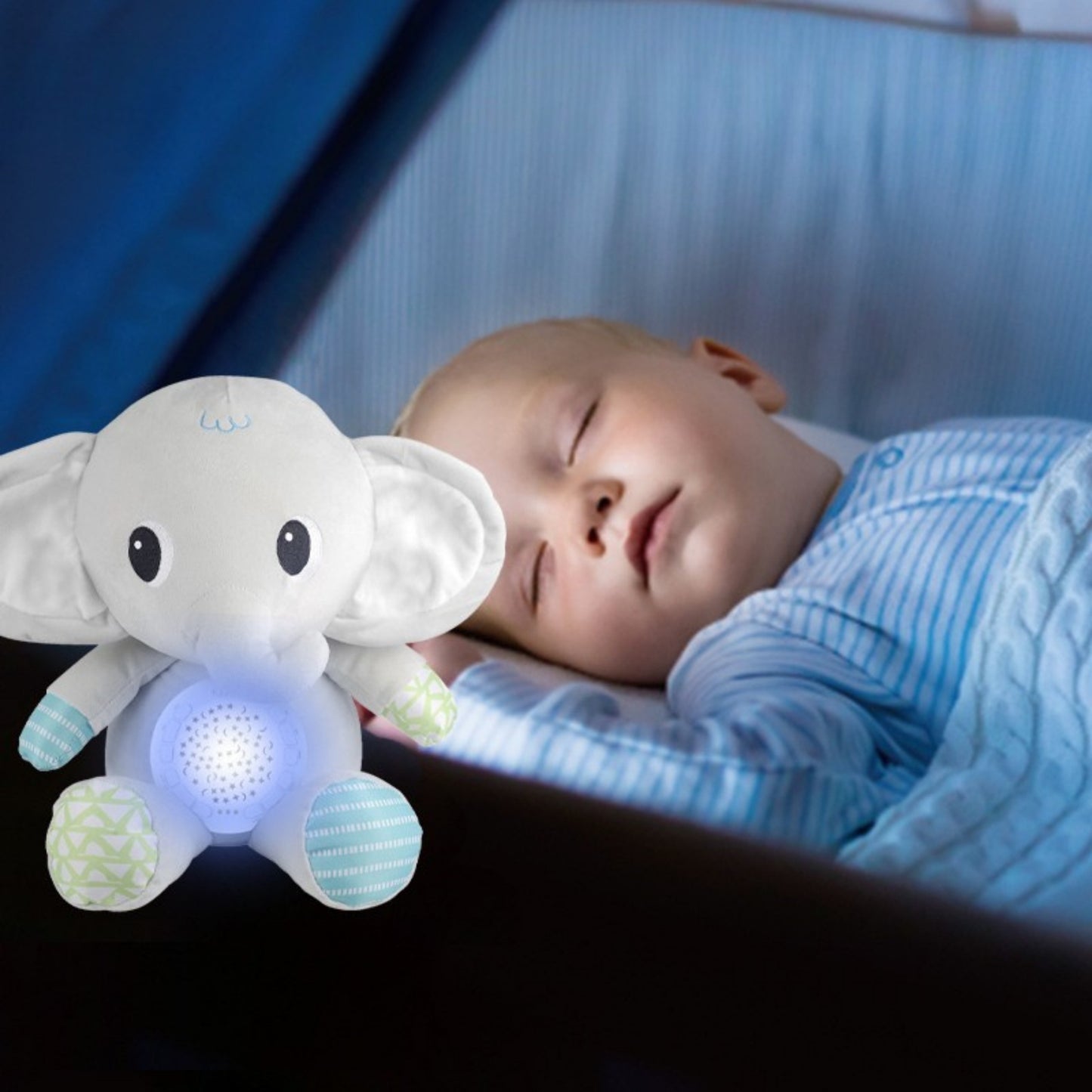 WOOPIE BABY Drambliukas su Projektoriumi ir Raminančiais Garsais 12 Melodijų