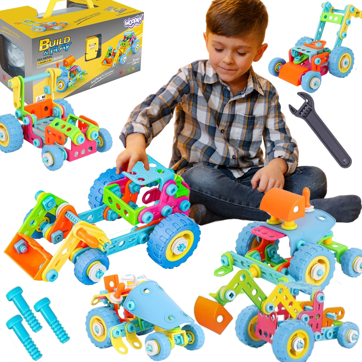 WOOPIE Konstruktorius 6in1 STEM Transporto priemonės 118 detalių