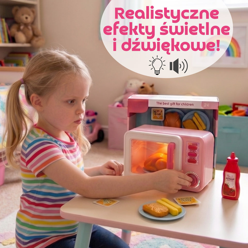 Rožinė Žaislinė Mikrobangų Krosnelė su Šviesos ir Garso Efektais