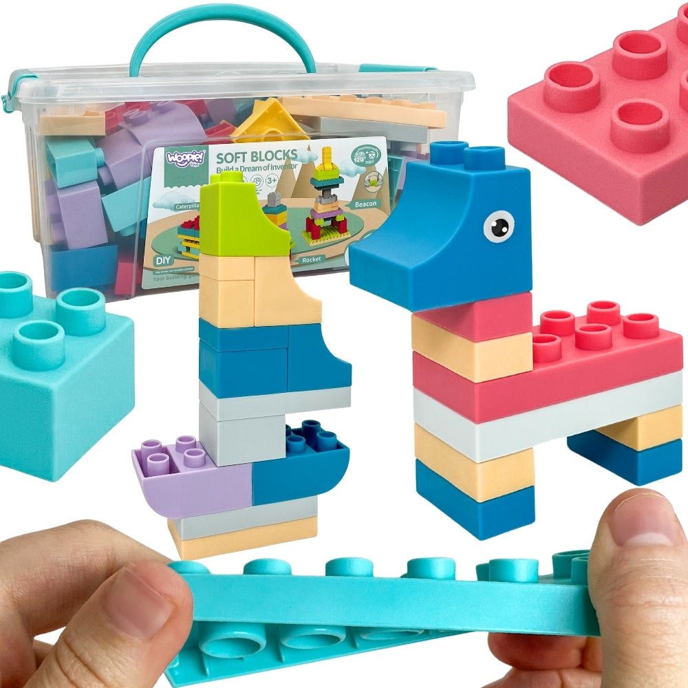 WOOPIE Minkšti kaladėlių rinkinys Soft Blocks, 99 elementai, dėžutėje – pagrindinis vaizdas