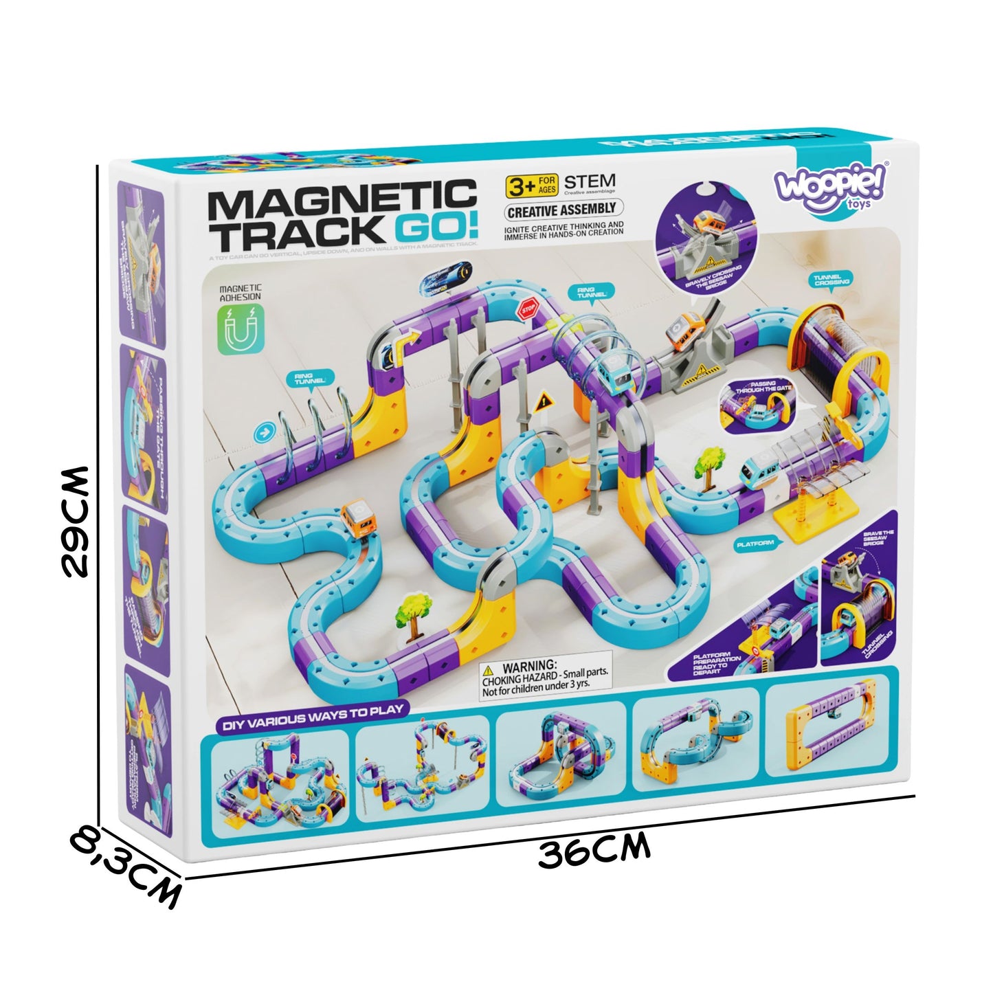 WOOPIE Magnetinė Traukinio Trasa Konstruktorius STEM 126 vnt.