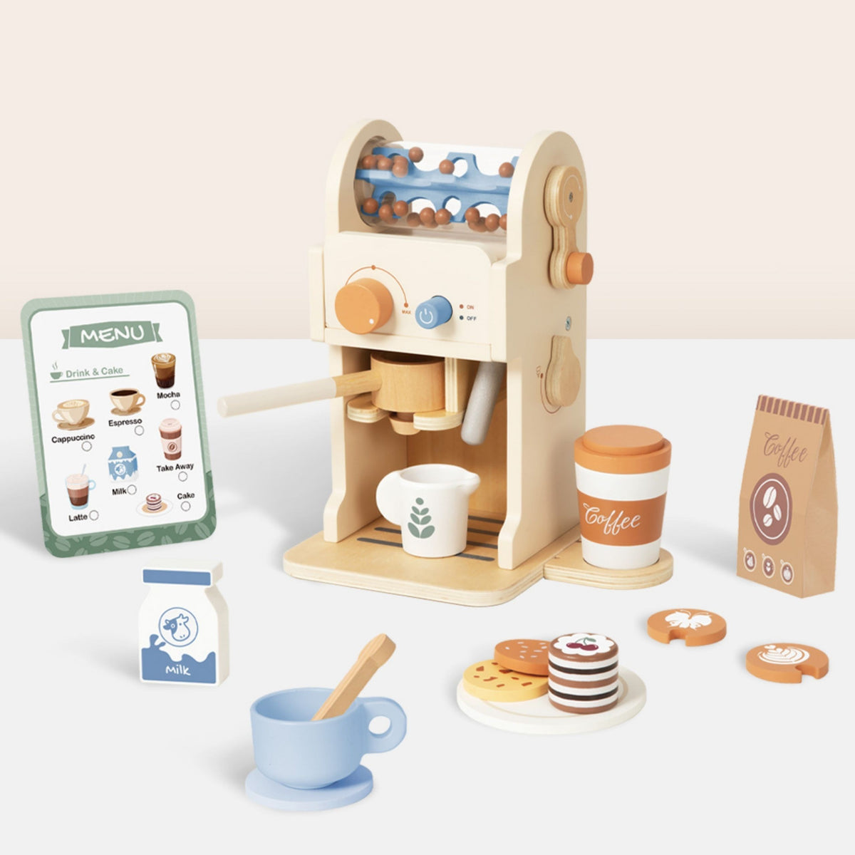 TOOKY TOY Medinis Kavos Aparatas Baristai su Priedais