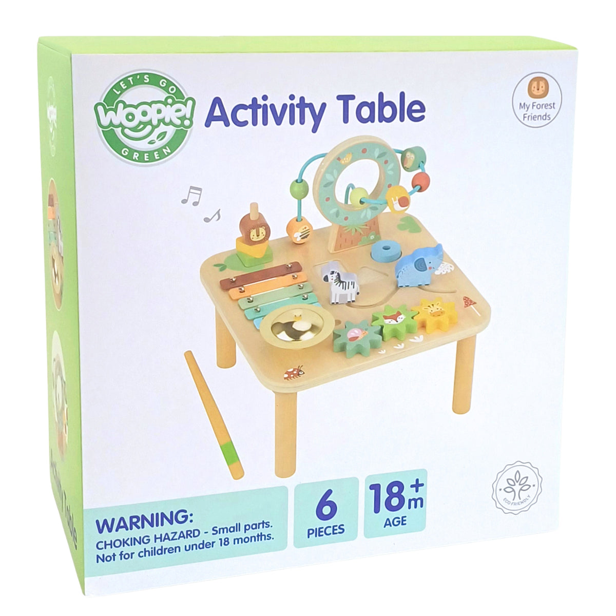 WOOPIE GREEN Medinis Edukacinis Muzikinis Stalas 5in1