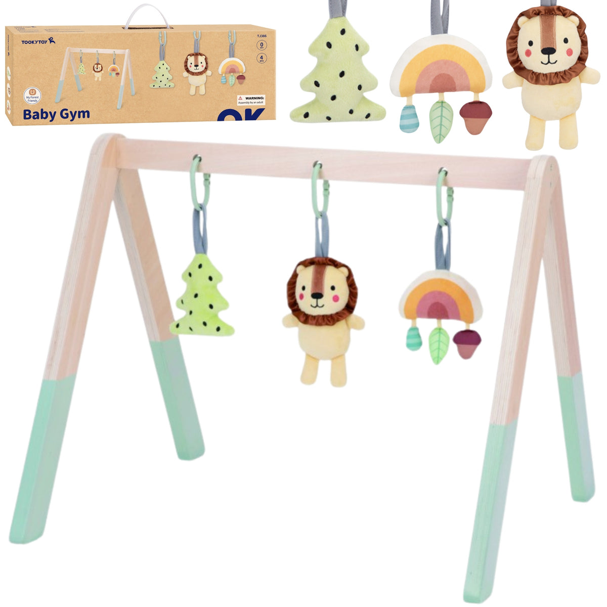 TOOKY TOY Lavinamasis Gimnastikos Stovas su 3 Pliušiniais Žaisliukais