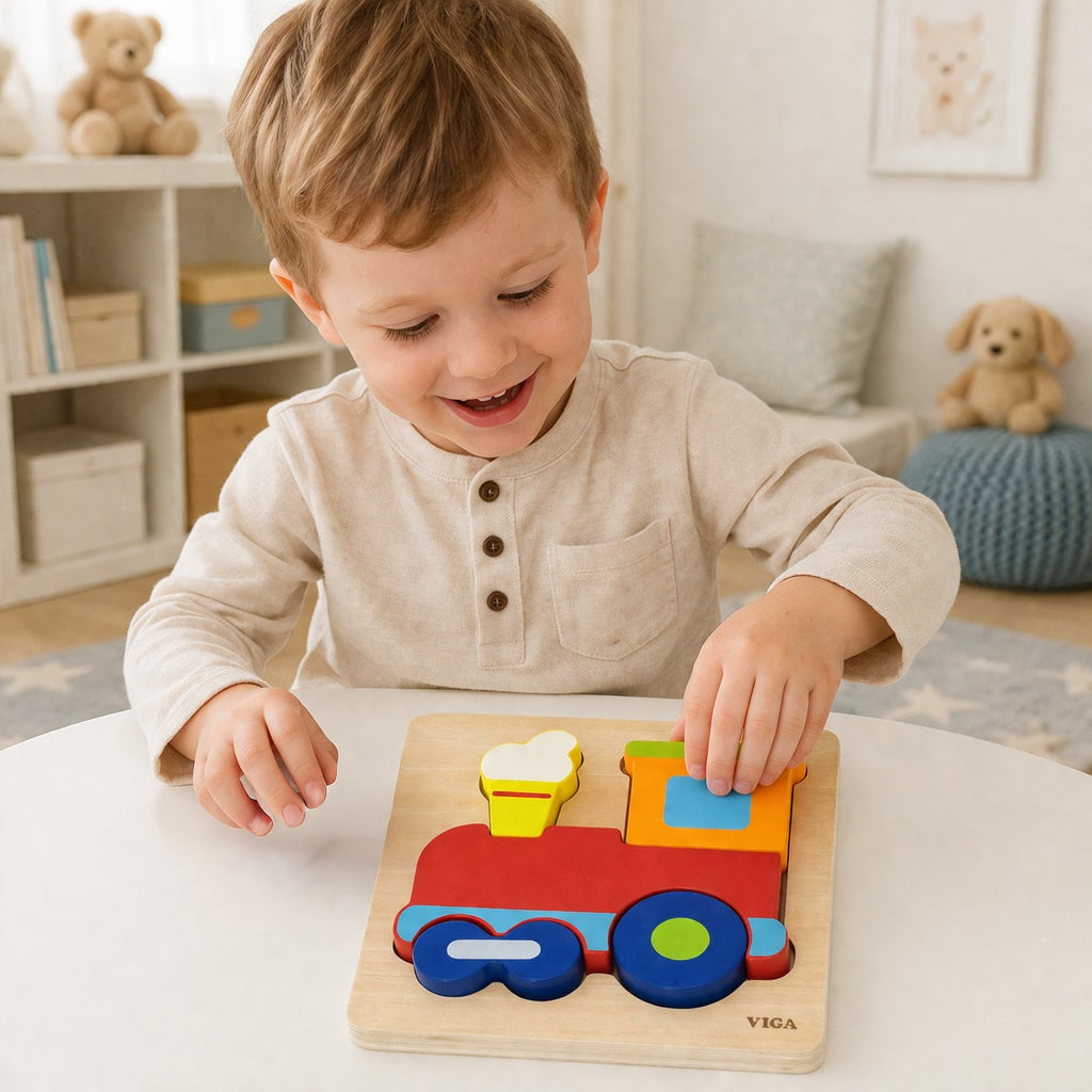 VIGA Medinis Montessori Lavinamasis Traukinio Dėlionė