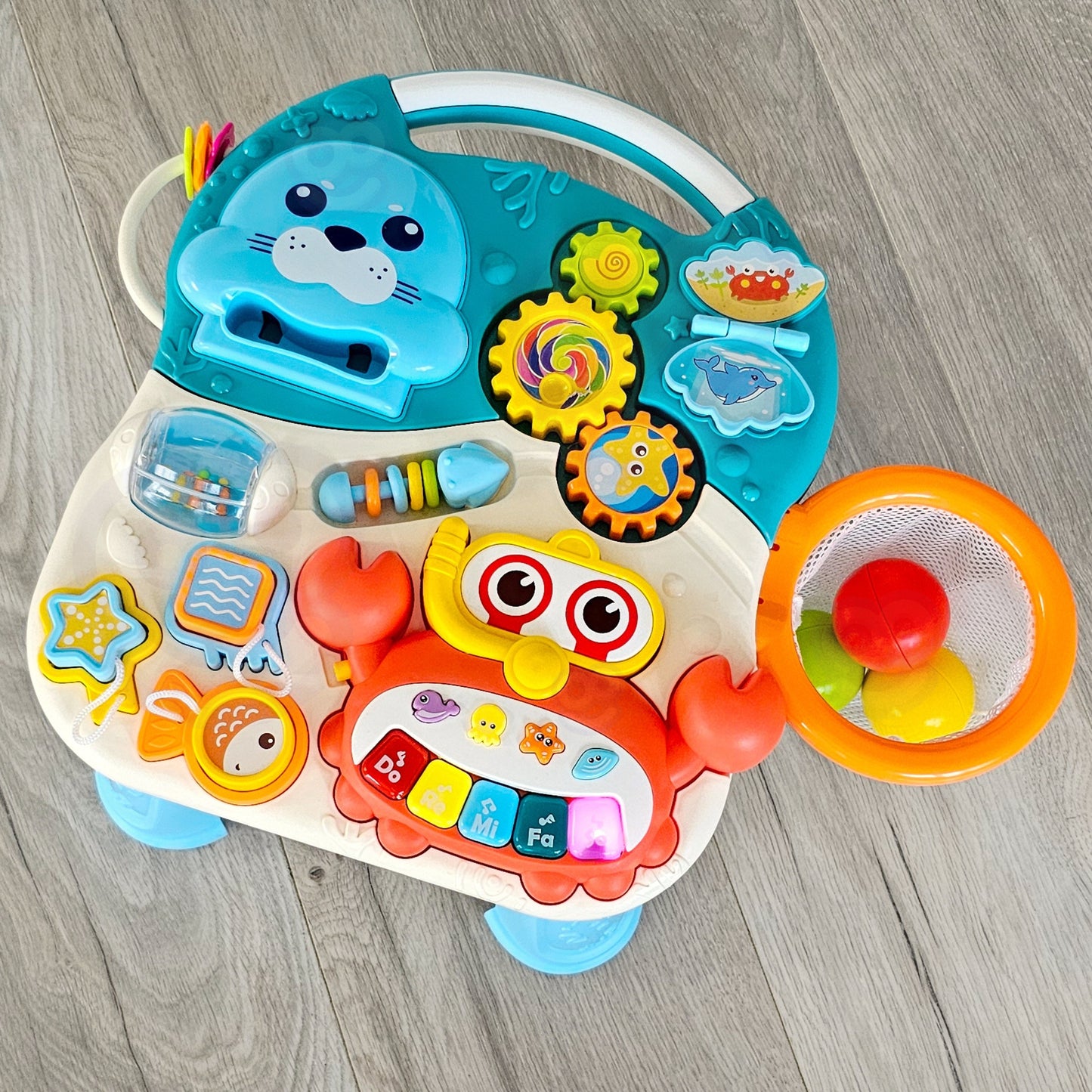 WOOPIE BABY Stumdukas, Vežimėlis, Lavinamasis Stalas ir Paspirtukas 4 in 1