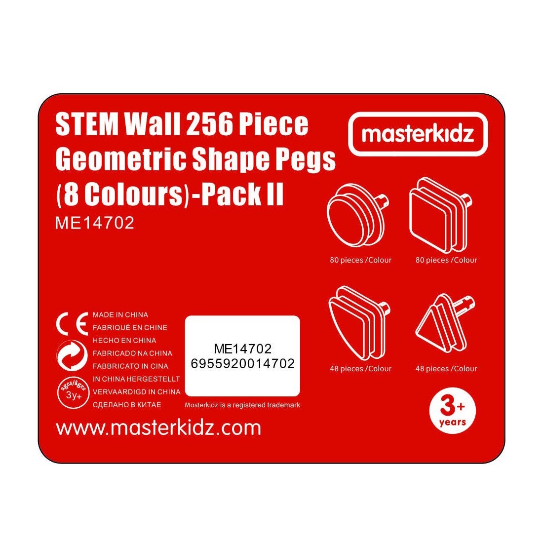 MASTERKIDZ 64 geometrinių formų kaladėlių STEM lentoms