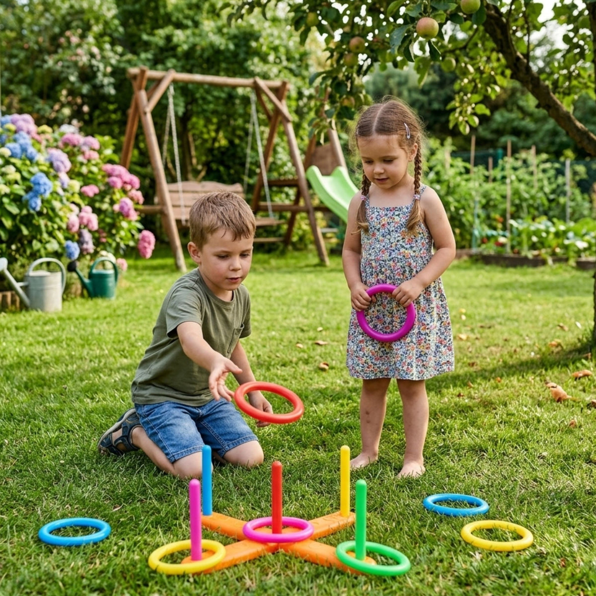 WOOPIE 3in1 lauko žaidimų rinkinys: taikinys, klasės, žirgeliai