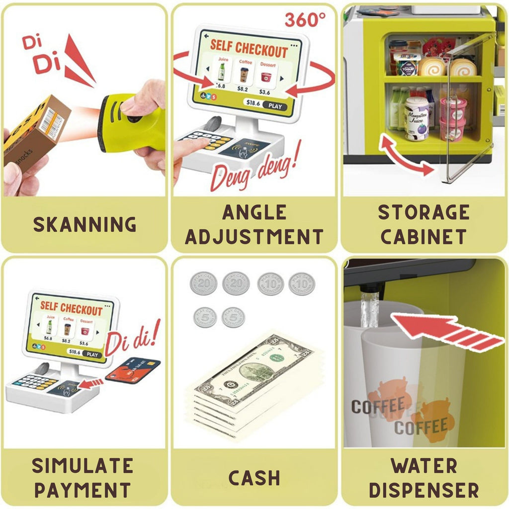 WOOPIE Mini Market Express Kasa Savitarna su Priedais
