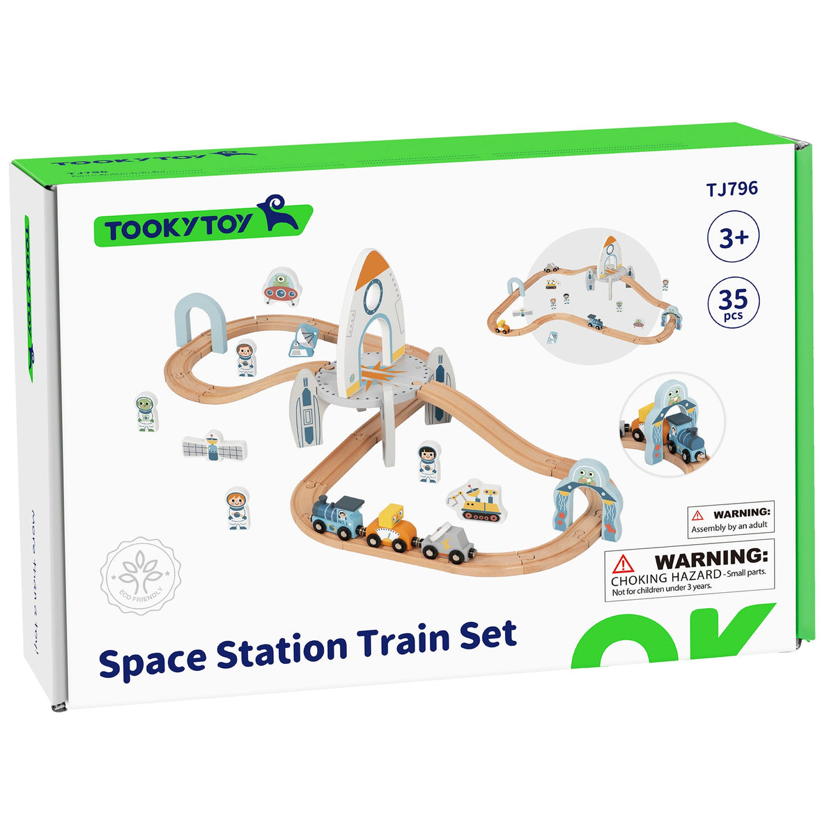 TOOKY TOY Medinis Kosminis Traukinių Bėgių Rinkinys Vaikams