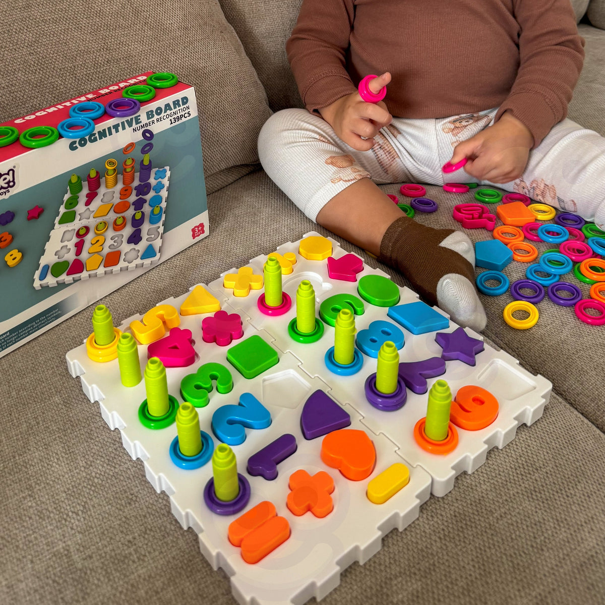 WOOPIE Montessori Dėlionė Skaičiai Raidės Formos 139 el.