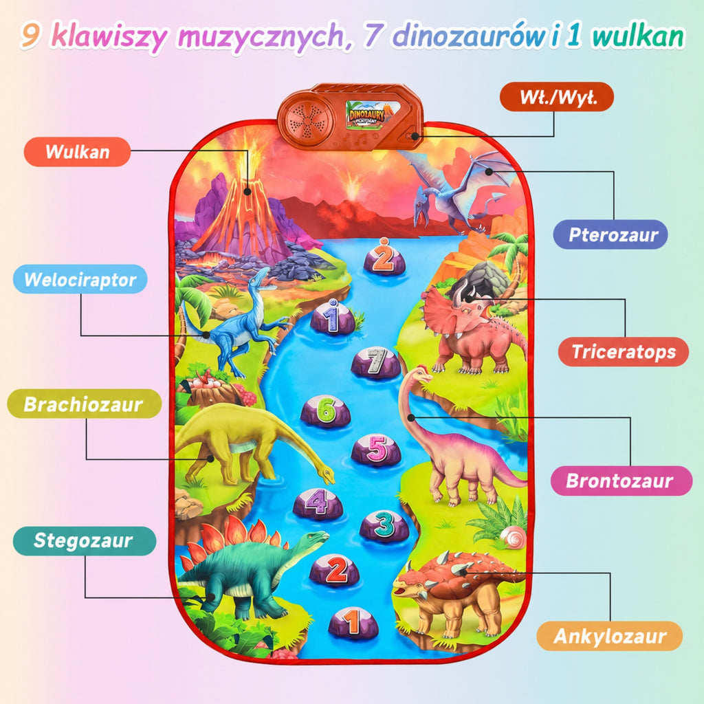 WOOPIE Muzikinė Kilimėlis Pianinas XL Dinozaurai Interaktyvus