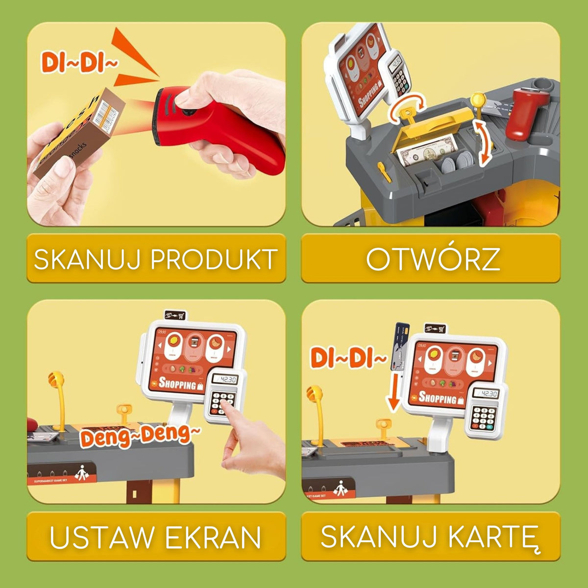 WOOPIE Interaktyvus Vaikų Supermarketas su Kasa ir Priedais