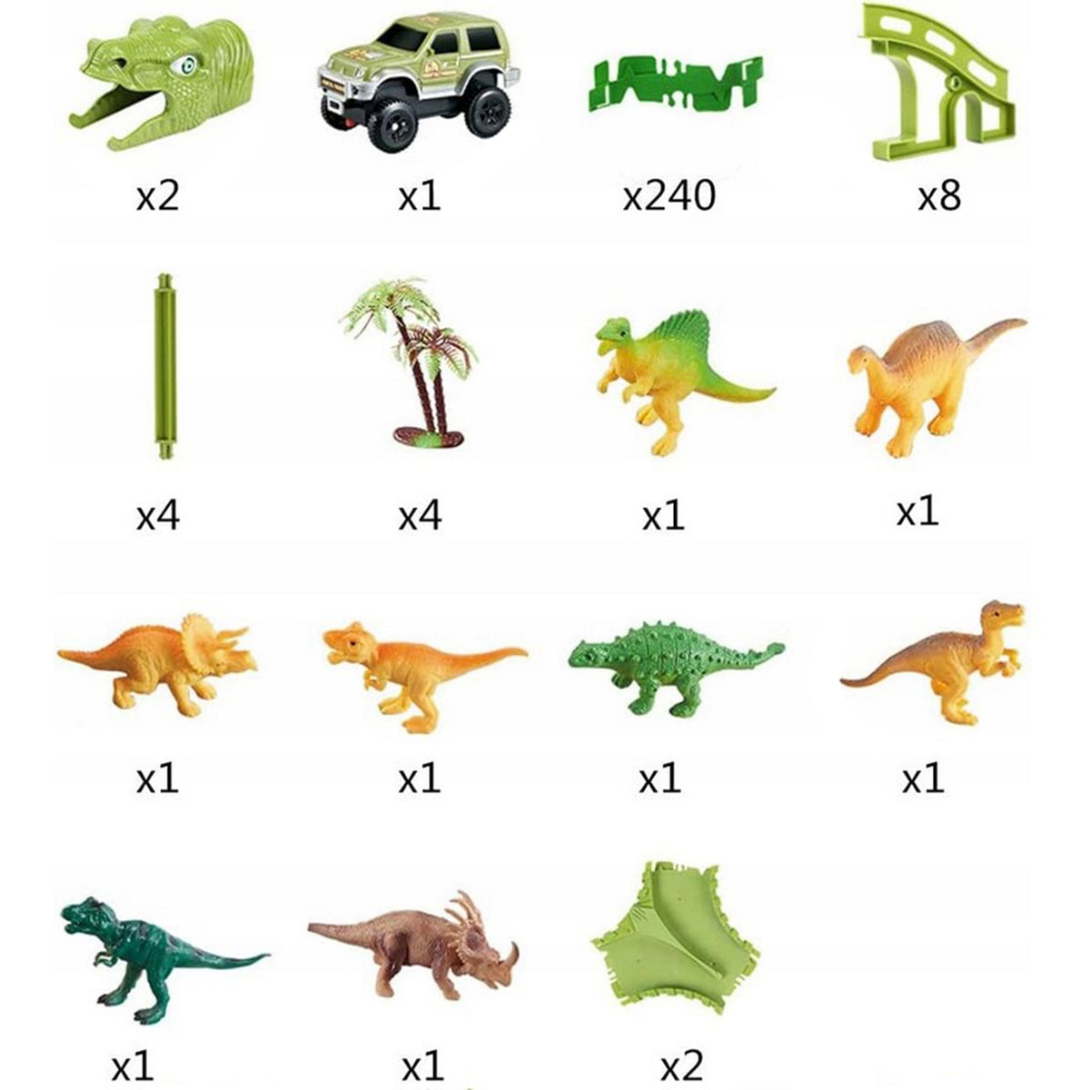 WOOPIE XXL Dinozaurų trasa vaikams, 240 detalių