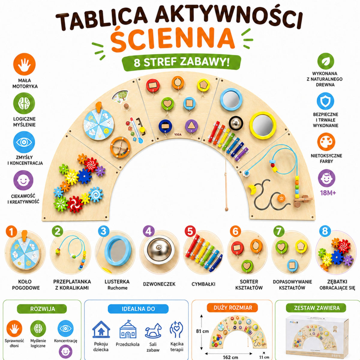 VIGA Montessori Sensorinė Lanko Formos Sieninė Lenta