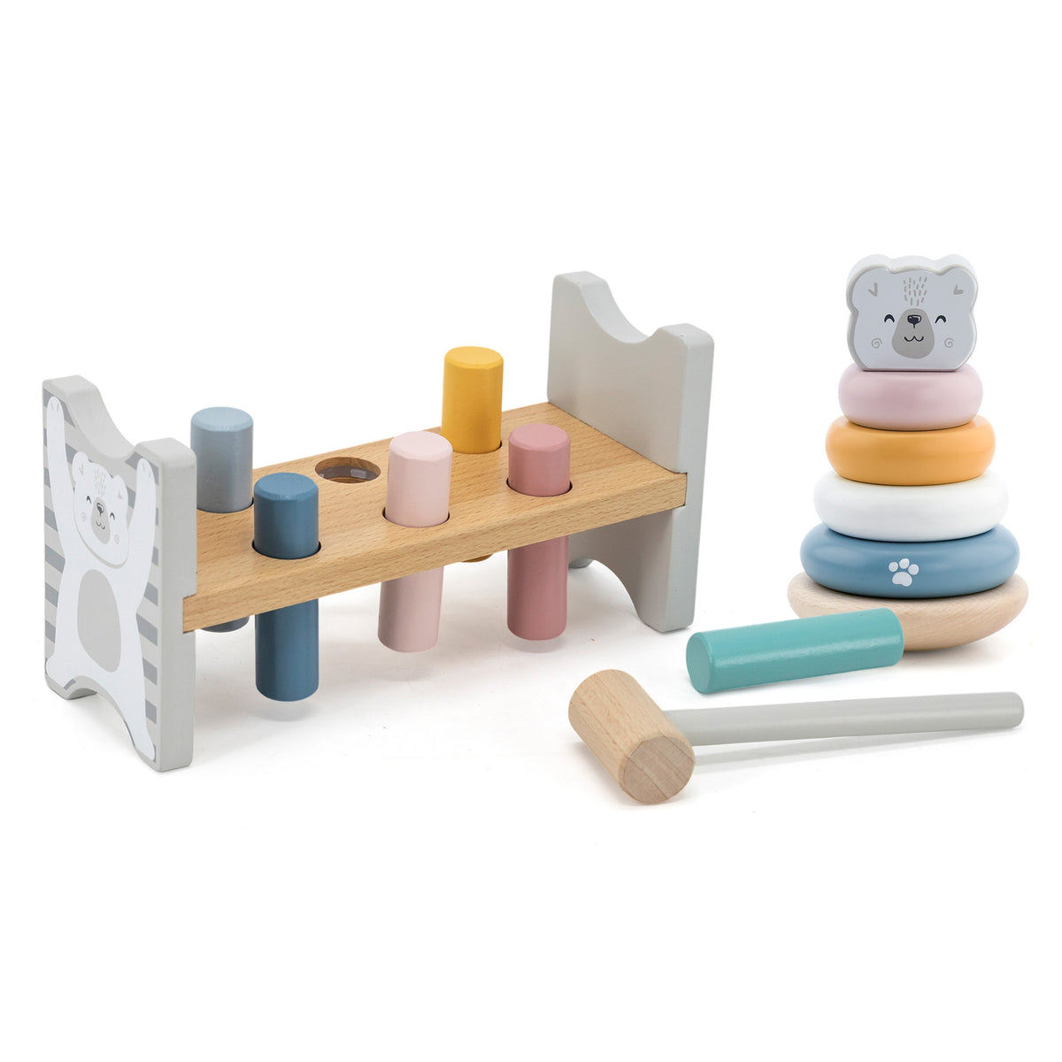 VIGA PolarB Medinė piramidė ir kalimo žaislas, Montessori