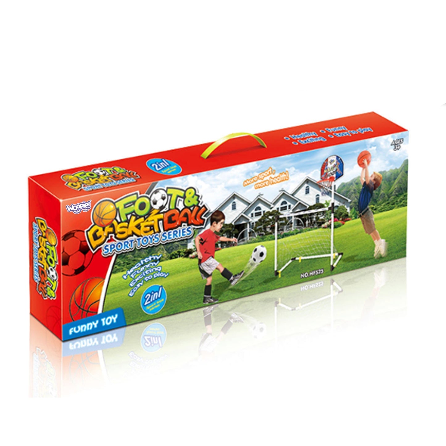 WOOPIE 2in1 Rinkinys: Krepšinio lankas, Futbolo vartai ir Kamuoliai – komplektacija – vaizdas 3