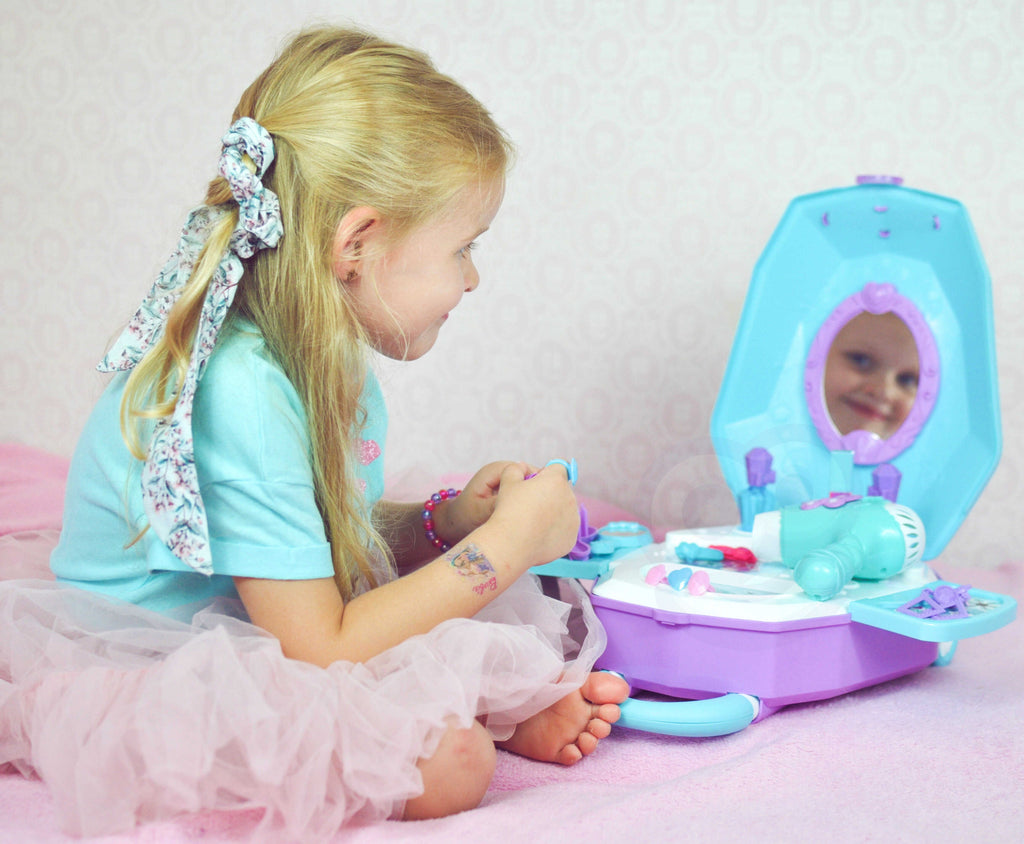 WOOPIE Grožio Salonas 2in1 Lagamine Kosmetinis Staliukas Mergaitėms