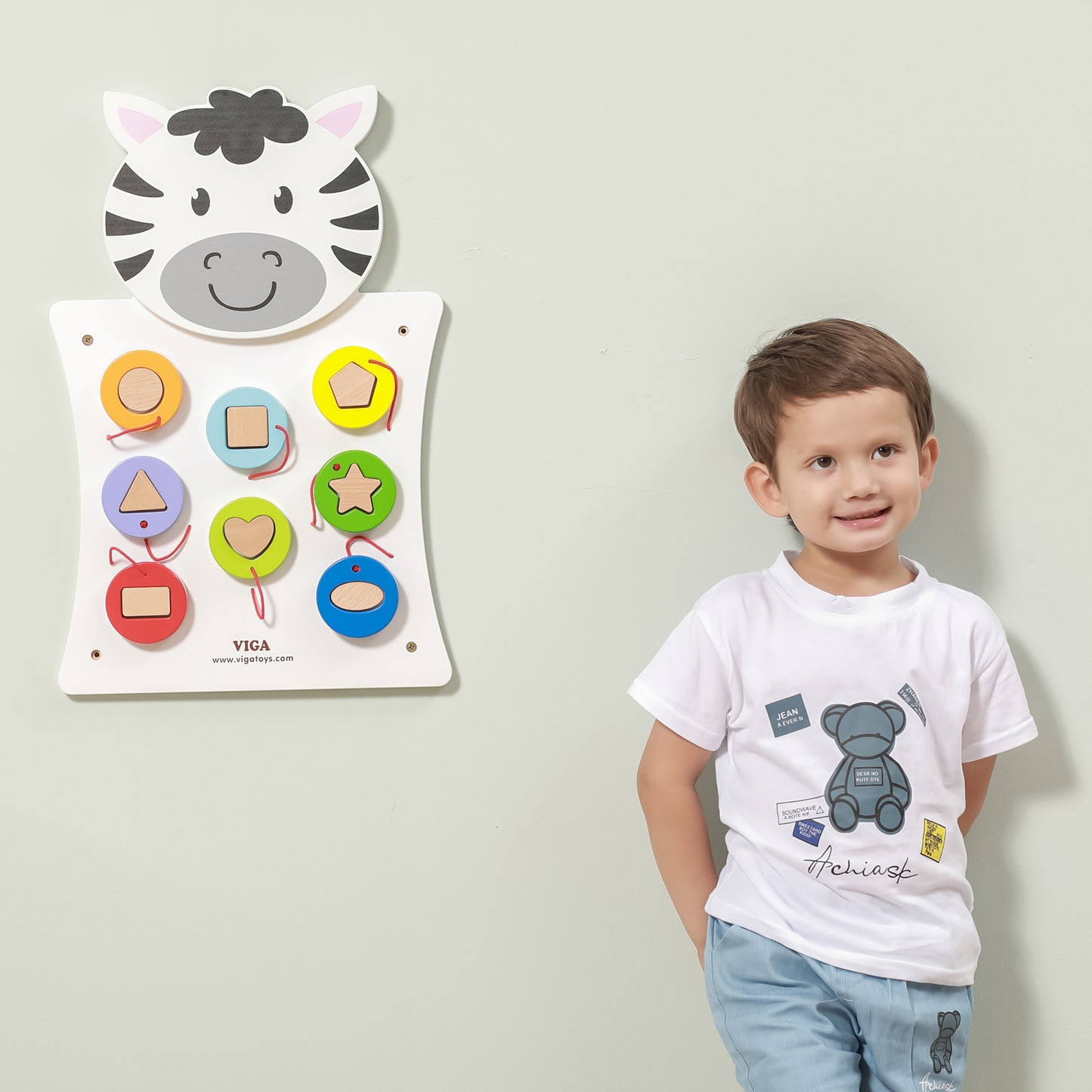VIGA medinė manipuliacinė (lavinamoji) lenta Zebras, FSC, Montessori – vaizdas 3