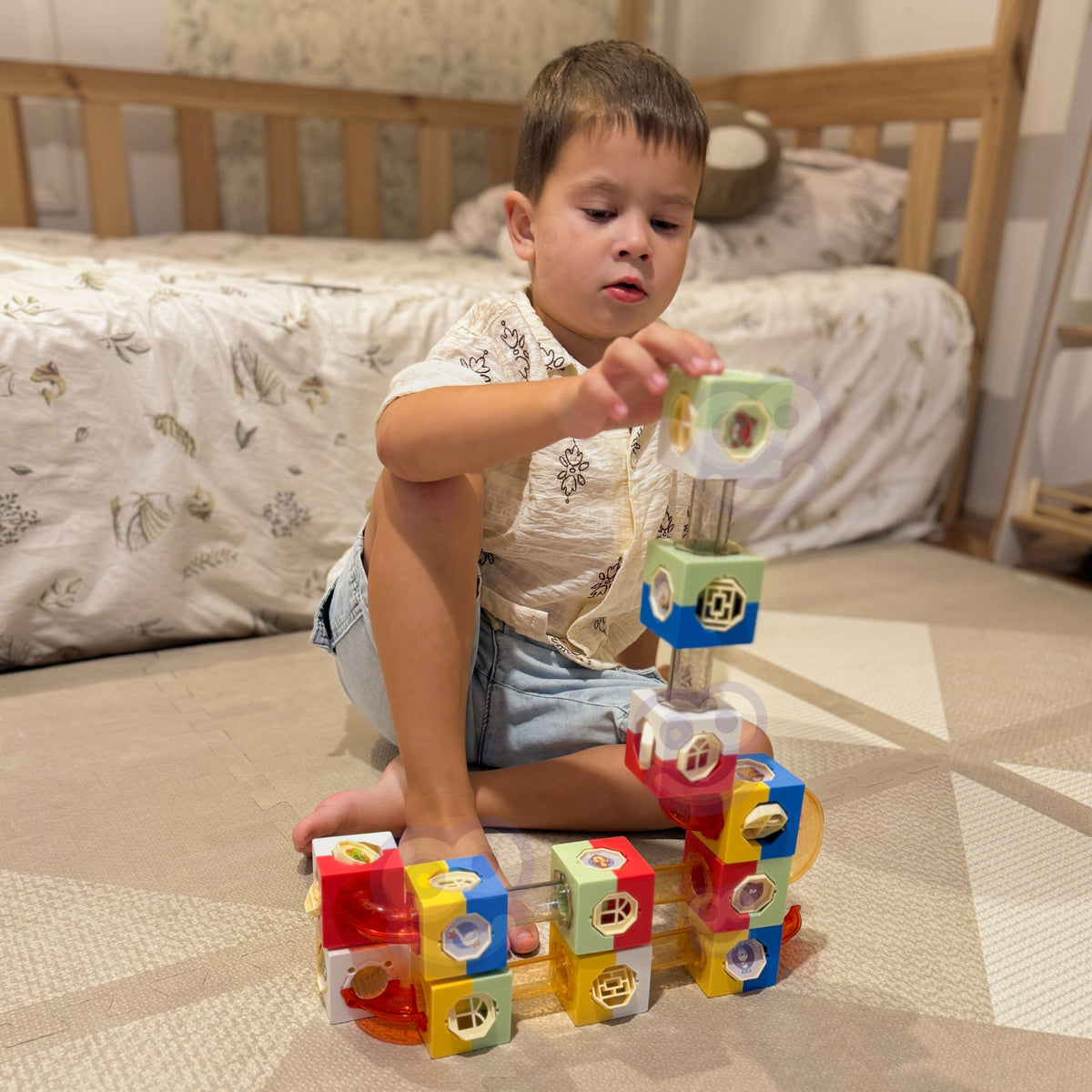 WOOPIE 3D Kamuoliukų Trasos Konstruktorius su Blokeliais ir Lipdukais