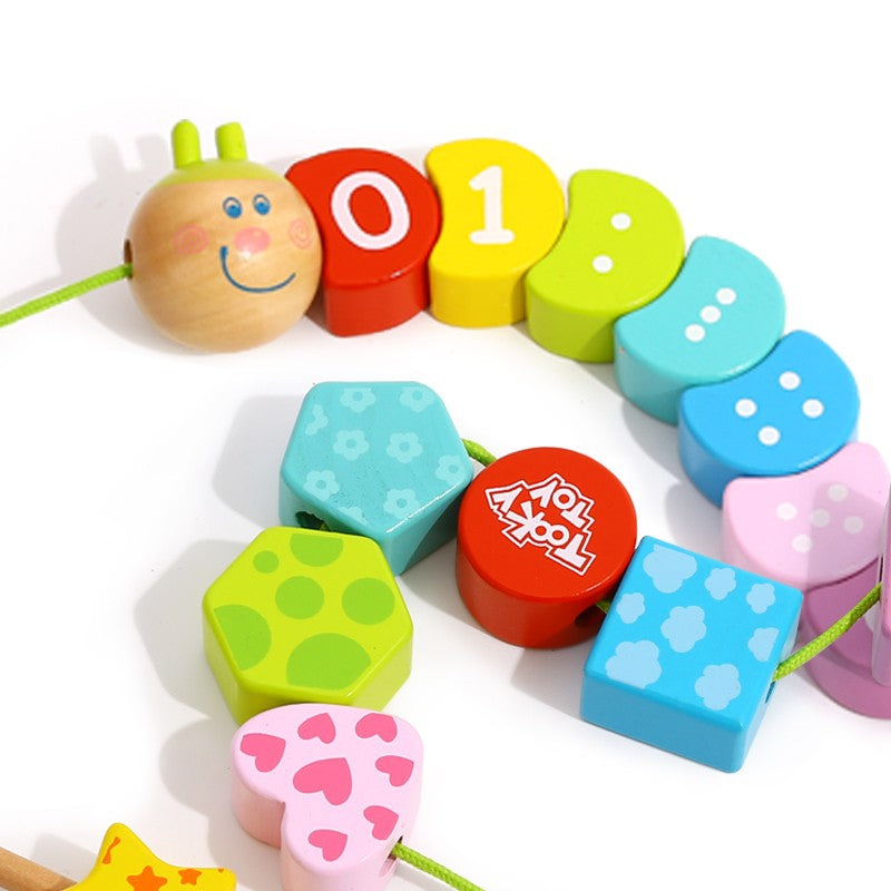 TOOKY TOY Medinės vėrimo kaladėlės Vikšras, 20 dalių, Skaičiavimo mokymasis – vaizdas 3