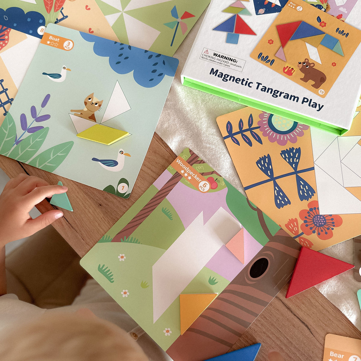 TOOKY TOY Tangram dėlionė – formos ir gyvūnai, 18 dalių