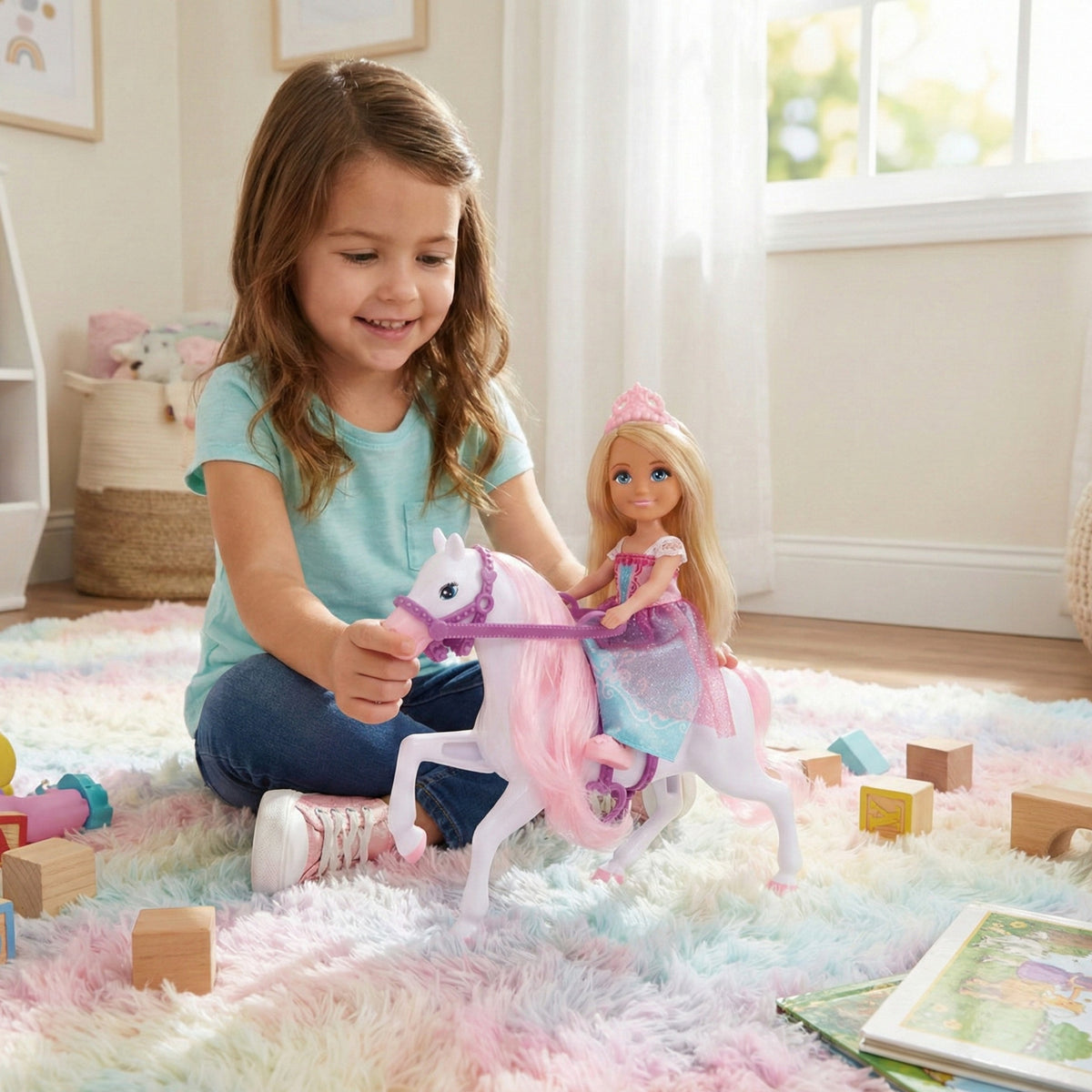 WOOPIE Royal Ankiki Princesė Lėlė su Baltu Žirgu Rinkinys