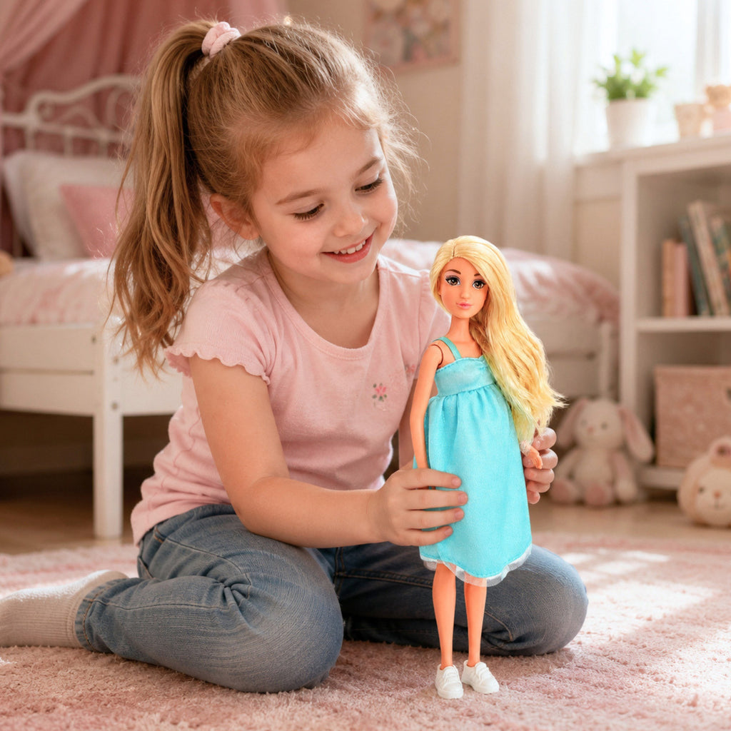 WOOPIE ROYAL Lėlė Lily nėščioji mėlyna suknele – rinkinys