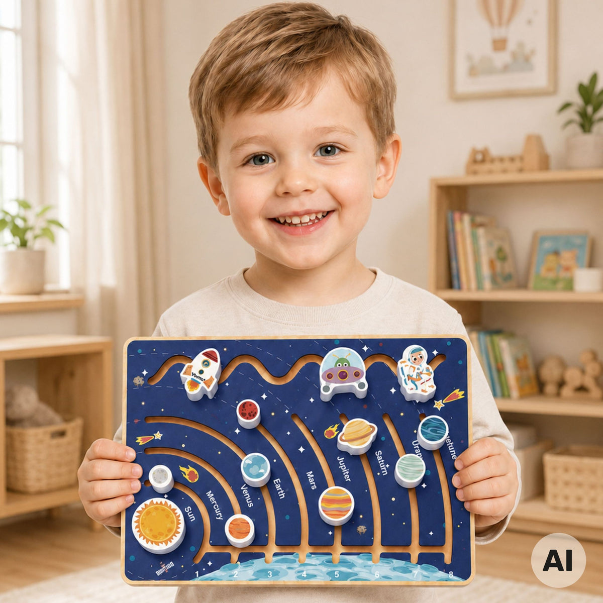 TOOKY TOY Lavinamoji Saulės Sistemos Lenta – Medinis Labirintas
